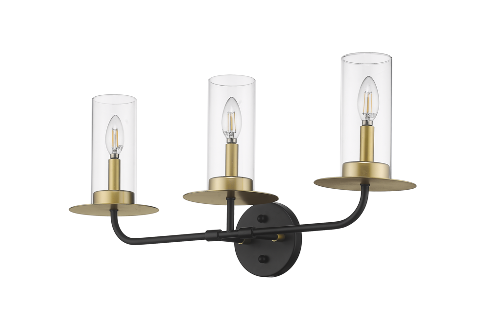 Vivio 3-Light Aura Two-Toned Vanity - Matte Black/ Matte Gold