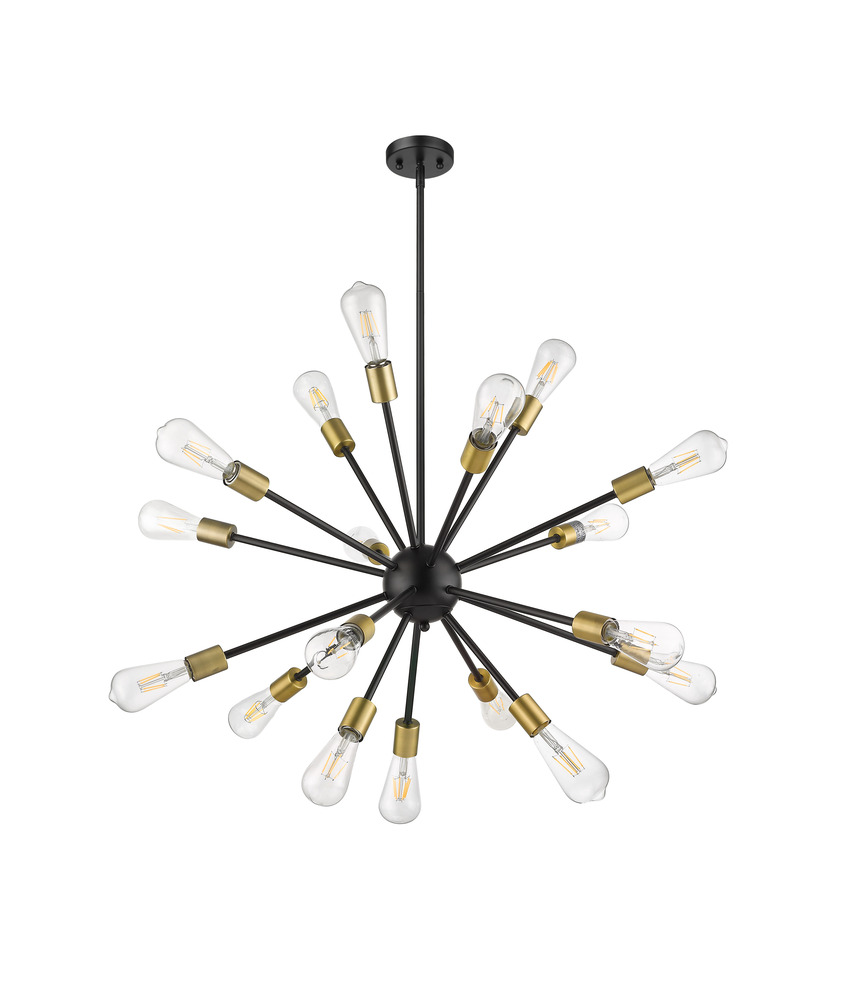 18-Light Chandelier - Matte Black/Matte Gold