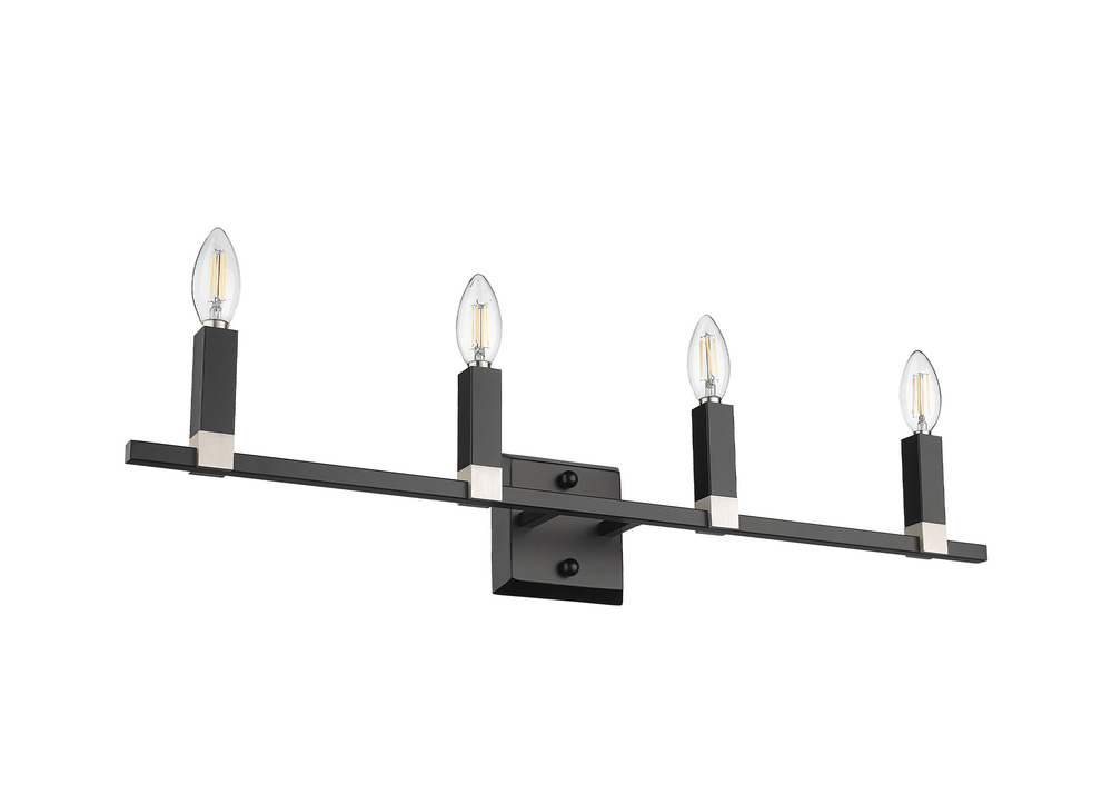 Vivio Maroni 4-Light Wall Sconce/Vanity - Matte Black/Brushed Nickel