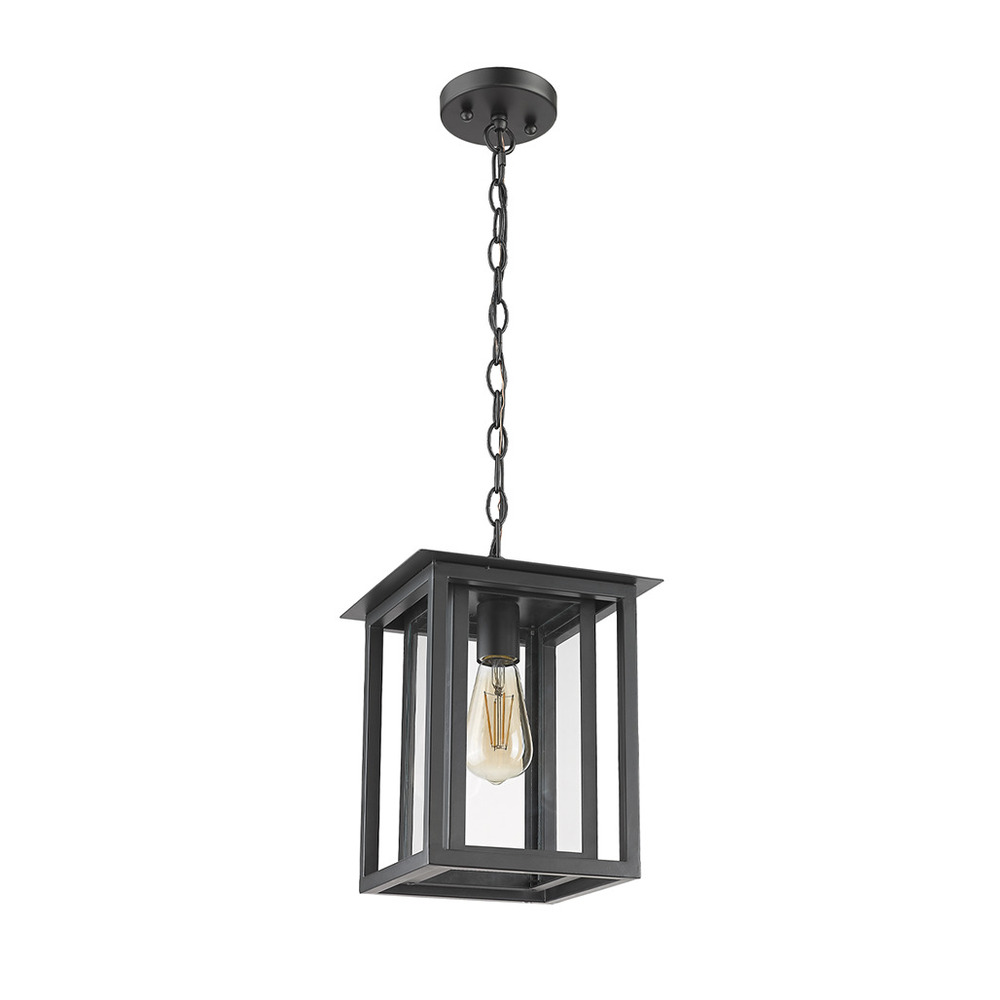 Noro Hanging Coach Light - Matte Black - Clear Glass