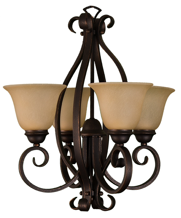 El Paso Series 4-Light Chandelier - Tea Stain Glass