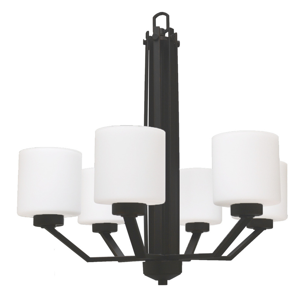 Paris 6-Light Chandelier - MB White Cylinder Glass