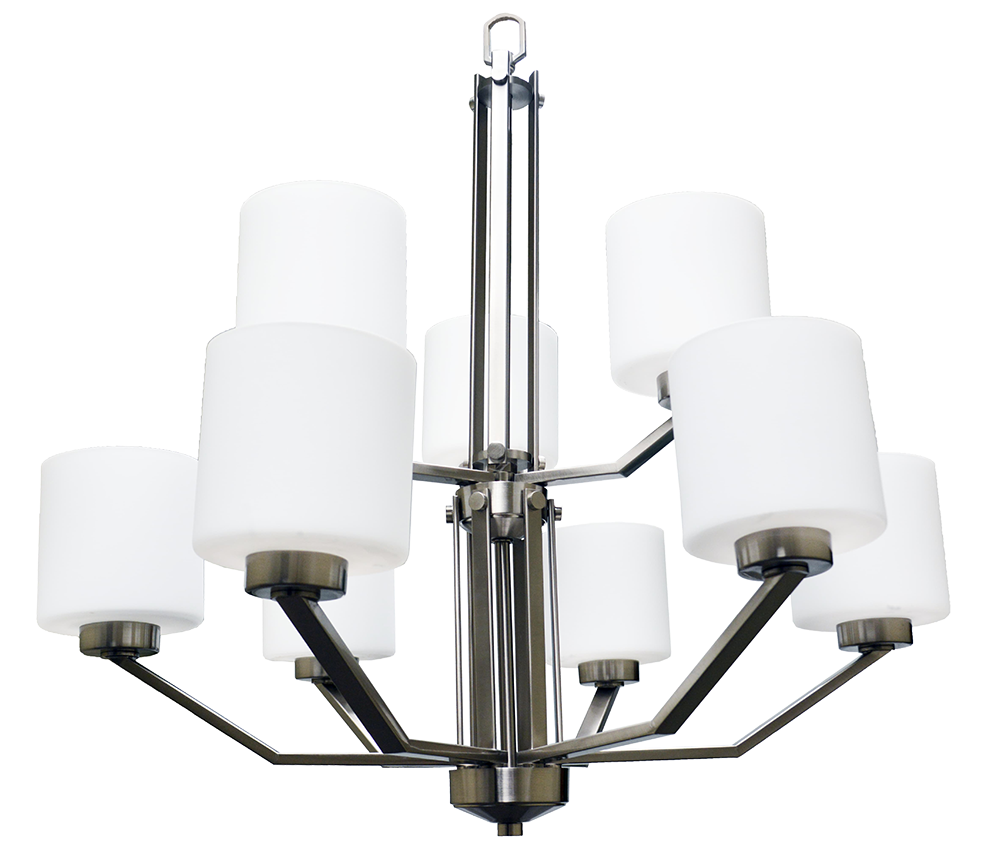 Paris 9-Light Chandelier - NK White Cylinder Glass