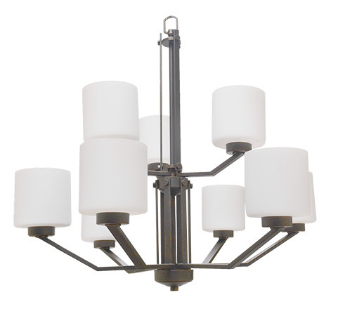 Paris 9-Light Chandelier - RB White Cylinder Glass