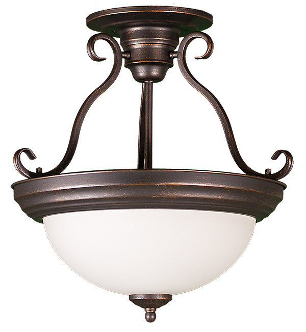 Semi Flush Entry Fixture - RB White Glass