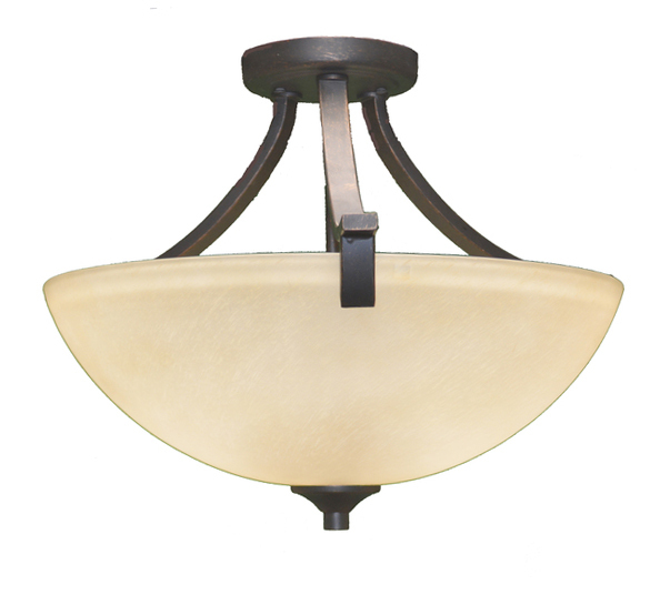 Victoria 3-Light Semi Flush Entry - RB Tea Stain Glass