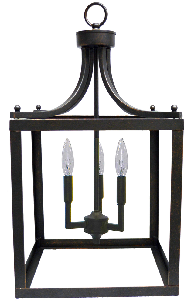 Three Light Square Open Lantern-Bronze