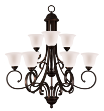 HOMEnhancements 18500 - Alpine Series 9 Light Chandelier - RB White Glass