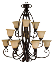 HOMEnhancements 15414 - El Paso Series 12-Light Chandelier - Tea Stain Glass