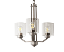 HOMEnhancements 19365 - Paris 3-Light Chandelier - NK Clear Cylinder Glass