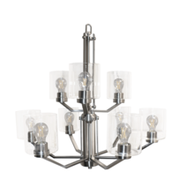 HOMEnhancements 19359 - Paris 9-Light Chandelier - NK Clear Cylinder Glass