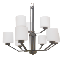 HOMEnhancements 18524 - Paris 9-Light Chandelier - RB White Cylinder Glass