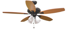 HOMEnhancements 19241 - 52" 5-Blade UFO Fan RB Oak/Walnut Blades 4-Light Tea Stained Glass LED Kit