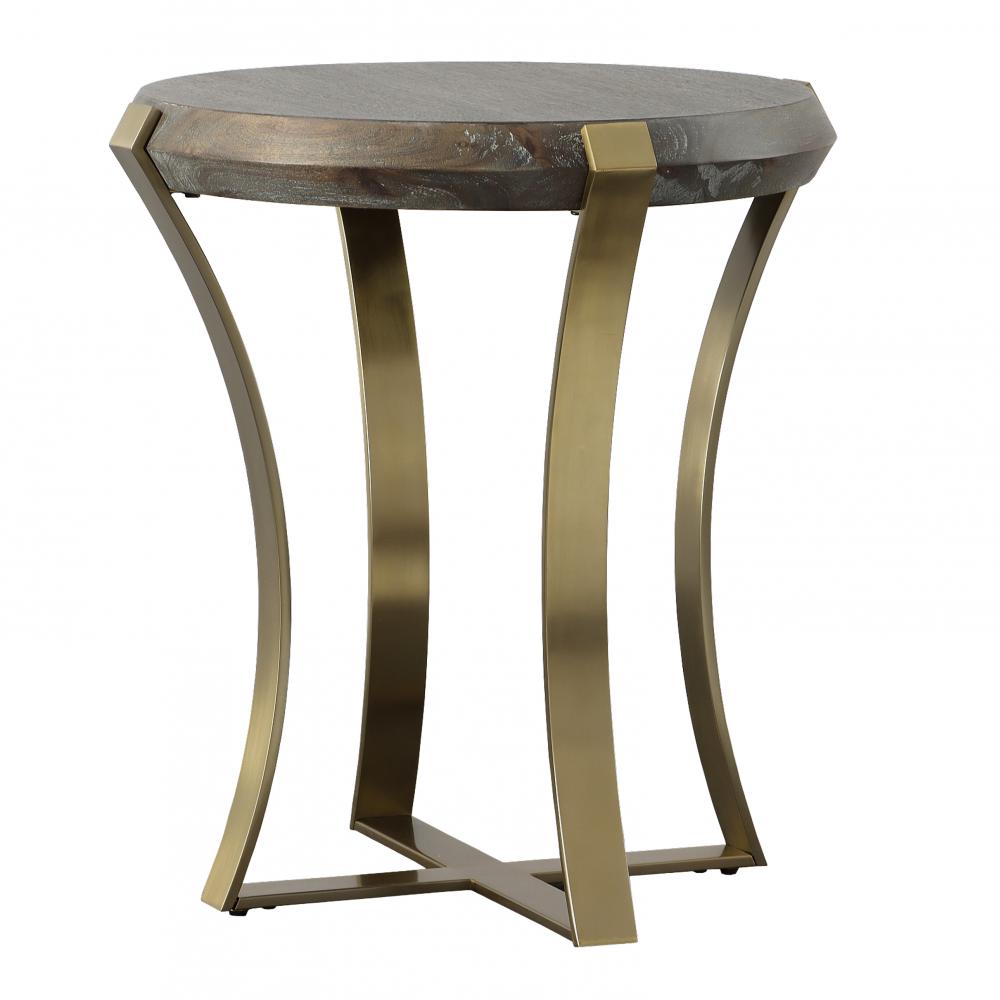 Uttermost Unite Brass Leg Wood Side Table