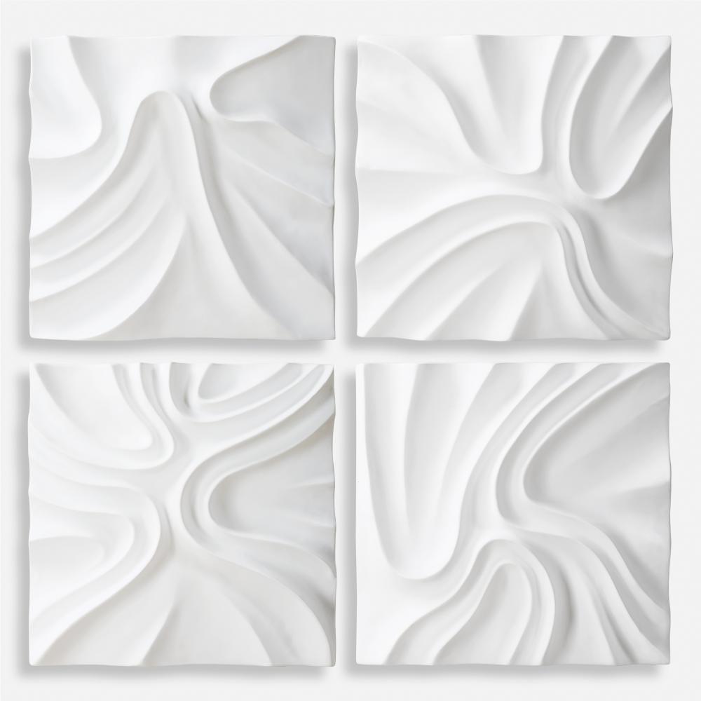 Snowdrift Scultped White Wall Decor, S/4