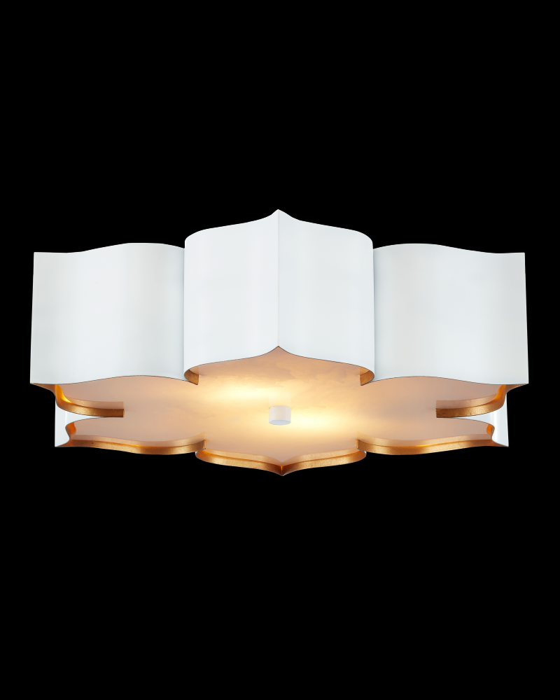 Grand Lotus White Flush Mount