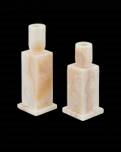 Currey 1200-0951 - Lithos Ivory Candle Holder Set of 2