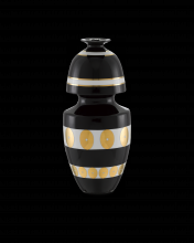 Currey 1200-0390 - De Luca Black & Gold Gourd Vas